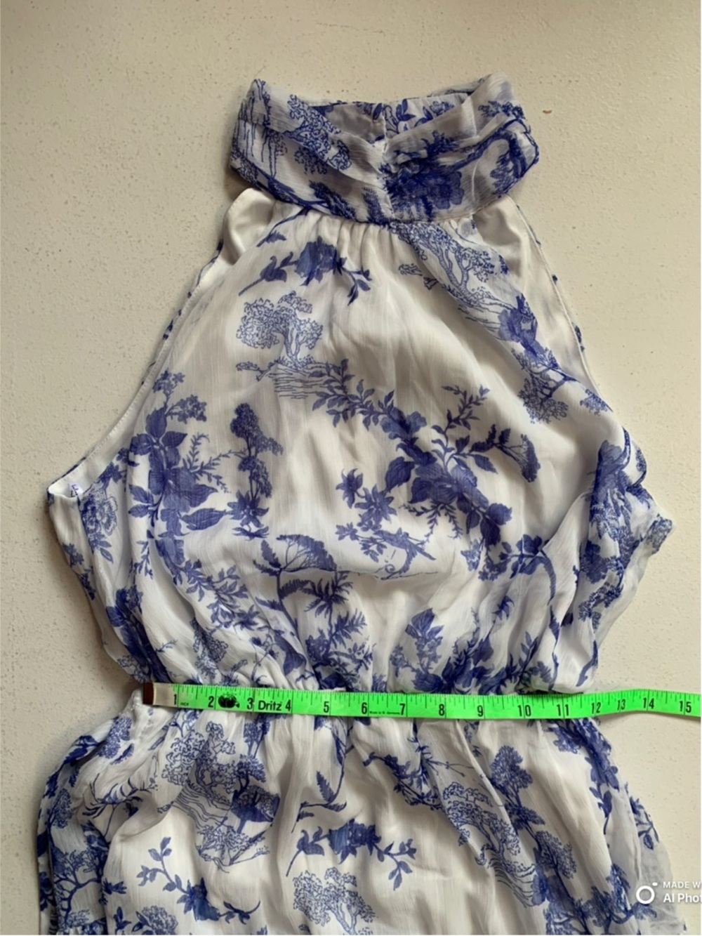 Lulus Small Float To You White & Blue Floral Print Halter Tiered Midi Dress NWT - Picture 15 of 17